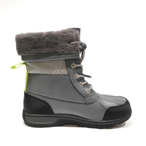 UGG BUTTE II CWR SNOW BOOTS -METAL GRAY WATERPROOF LEATHER -KIDS US 4 -NEW - Picture 2 of 11